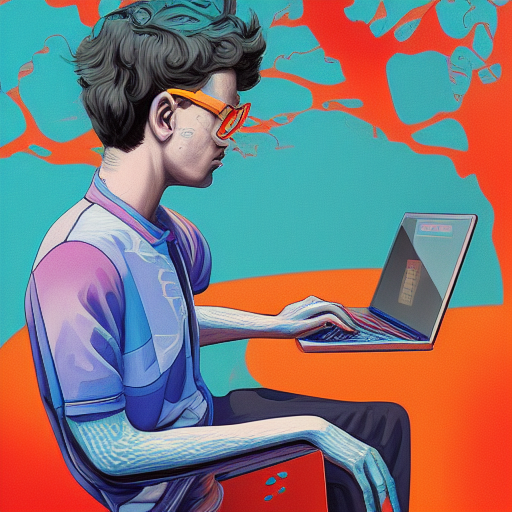 Young programmer typing in a laptop